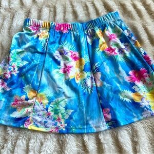 Vintage UjENA Light Blue Floral Pineapple Swim Cover Skirt Sz Small USA 80’s